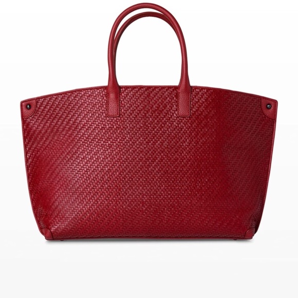 Akris Ai Woven Braided Top-Handle Leather Bag Crimson Red NWT - Picture 2 of 15